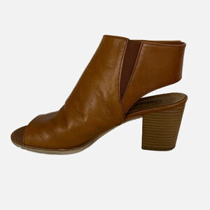 Gabor Leather Block Heel Sandals Size 8 (5.5) Brown Peep Toe Boho